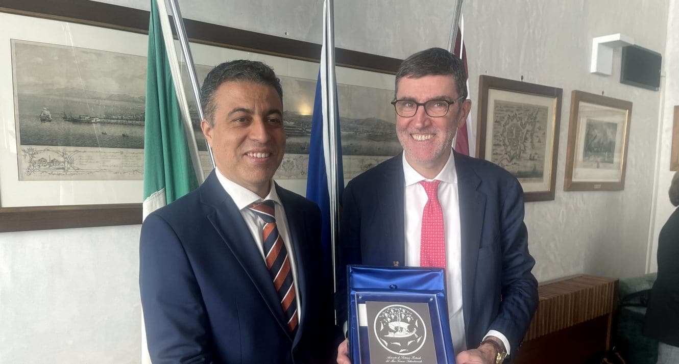 Il console tunisino Marwen Kablouti e il presidente dell'Adsp Davide Gariglio